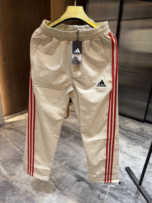 ADIDA_s BEIGE RED STRIPES PREMIUM QUALITY TRACK PANTS