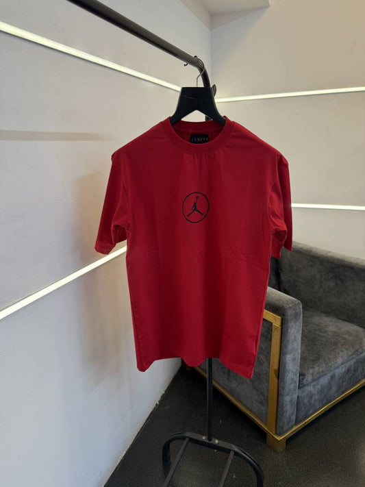Air jordan drop shoulder front and back print imported tshirt red
